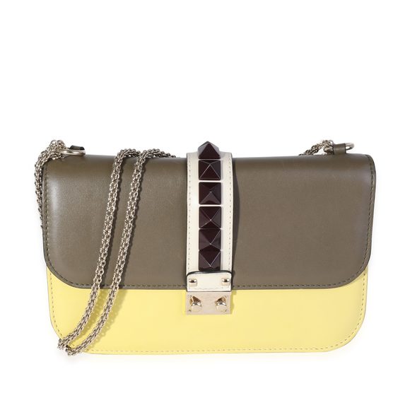 Valentino Leather Rockstud Glam Lock Medium Flap Bag - Picture 1 of 8